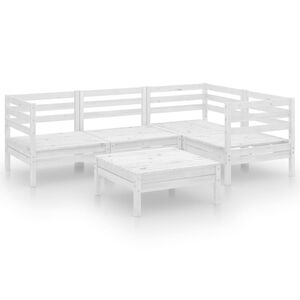 vidaXL 5 Piece Garden Lounge Set Solid Pinewood White