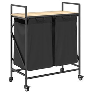 vidaXL Laundry Basket 2 Compartments with Wheels Sonoma Oak