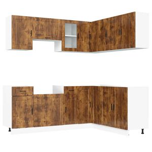 vidaXL 11 Piece Kitchen Cabinet Set "Porto" Smoked Oak Engineered Wood