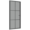 vidaXL Interior Door 93x201.5 cm Black ESG Glass and Aluminium