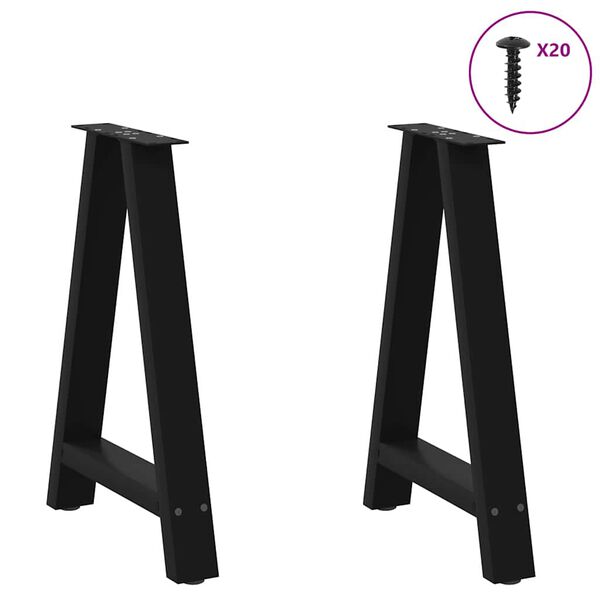 vidaXL Dining Table Legs A-Shaped 2 pcs Black&nbsp;50x(72-73) cm Steel