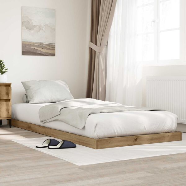 vidaXL Floor Bed Frame Artisan Oak 86.5 x 190 cm Engineered Wood