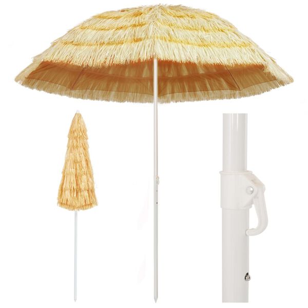 vidaXL Beach Parasol Natural 240 cm Hawaii Style