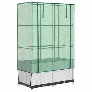 vidaXL Garden Planter with Greenhouse Cover&Wheels 2 pcs White PP