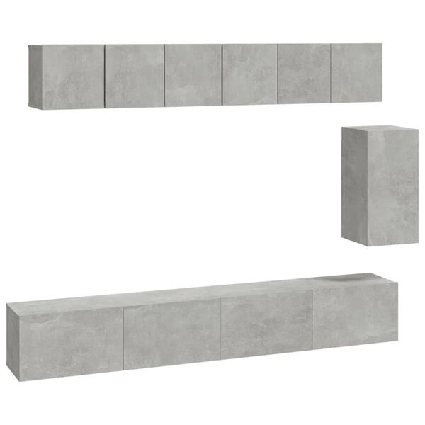 vidaXL 6 Piece TV Cabinet Set Concrete Grey Engineered Wood