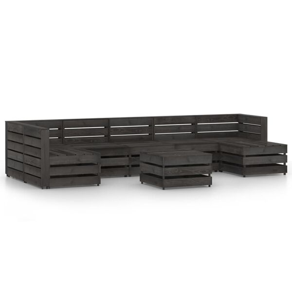 vidaXL 8 Piece Garden Lounge Set Grey Impregnated Pinewood