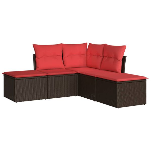 vidaXL 5 Piece Garden Sofa Set with Cushions Brown Poly Rattan