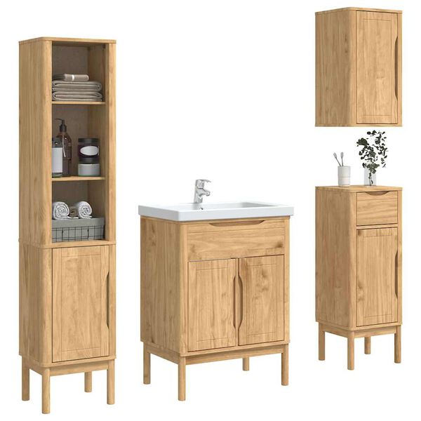 vidaXL Bathroom Furniture Set 4 pcs Wax Brown Solid Pine Wood