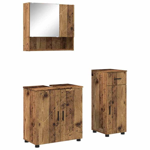 vidaXL Bathroom Furniture Set 3 pcs Old Wood Engineered wood & Metal
