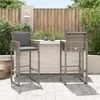 vidaXL Garden Bar Stools 2 pcs Grey Poly Rattan