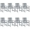 vidaXL Garden Chairs 8 pcs Solid Acacia Wood Grey