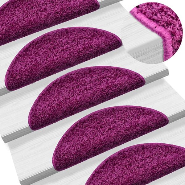 vidaXL Stair Mats 10 pcs 56x17x3 cm Violet Half Round