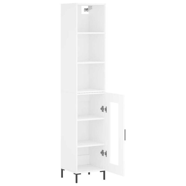 vidaXL Highboard High Gloss White 34.5x34x180 cm Engineered Wood