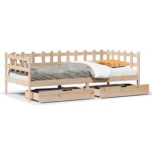 vidaXL Daybed with Drawers without Mattress 90x200 cm Solid Wood