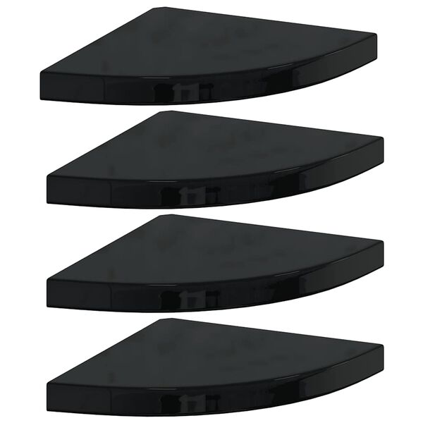 vidaXL Floating Corner Shelves 4 pcs High Gloss Black 35x35x3.8 cm MDF