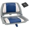 vidaXL 2 Piece Foldable Boat Seat Set with Blue-white Pillow