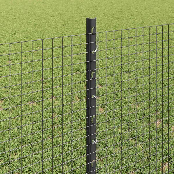 vidaXL Fence with Post Grey 0.8 x 25 m Steel and PVC