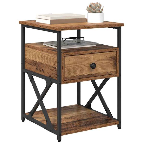 vidaXL Bedside Cabinet Old Wood 40 x 42 x 55 cm Engineered Wood