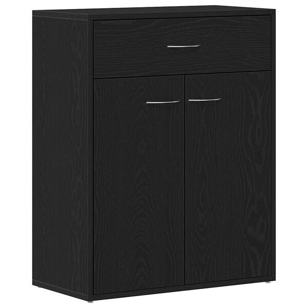 vidaXL Sideboard with Drawer Black Oak 60 x 30 x 75 cm Engineered Wood