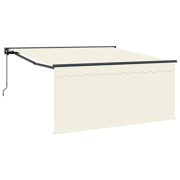 vidaXL Retractable Awning Cream 350 x 250 cm Polyester and Aluminium