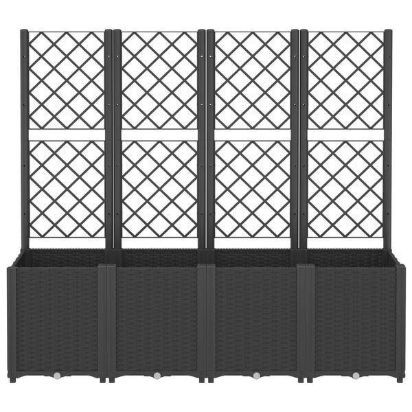vidaXL Garden Planter with Trellis Black 160x40x140 cm PP