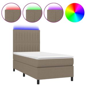 vidaXL Box Spring Bed with Mattress&LED Taupe 80x200 cm Fabric