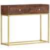 vidaXL Console Table | Brown, Gold | Solid mango wood, powder-coated steel