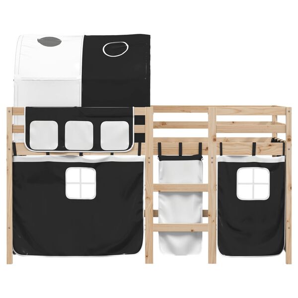 vidaXL Kids' Loft Bed with Tunnel without Mattress White&Black 90x200 cm