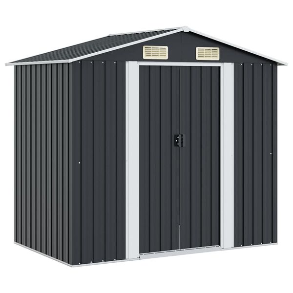 vidaXL Garden Storage Shed Anthracite Steel 204x132x186 cm