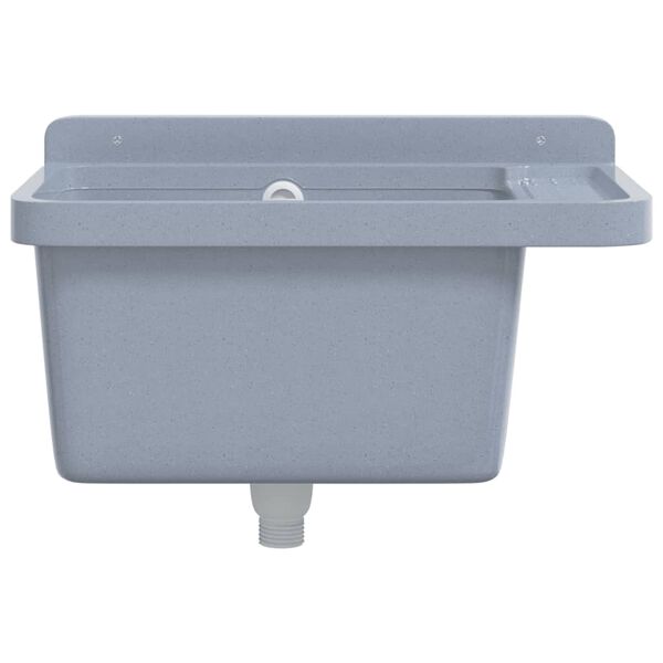 vidaXL Sink Washbasin for Wall Mounting Grey 50x35x24 cm Resin