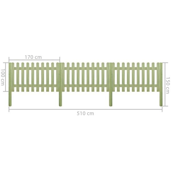 vidaXL Picket Fence Impregnated Pinewood 5.1 m 100 cm 6/9cm