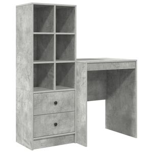 vidaXL Desk with Drawer with Shelf with Storage 2 pcs Concrete Grey