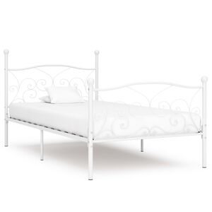 vidaXL Bed Frame without Mattress with Slatted Base White Metal 90x200 cm