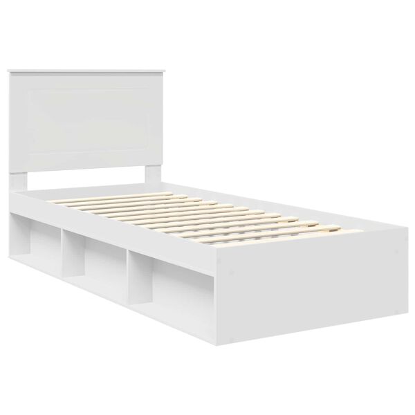 vidaXL Bed Frame with Headboard White 90 x 200 cm Solid Pine Wood