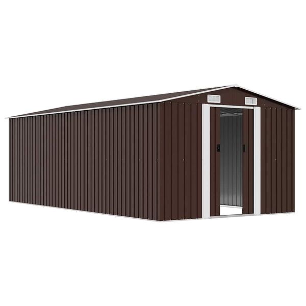 vidaXL Garden Shed 257x489x181 cm Metal Brown