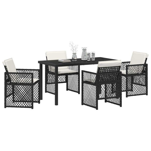 vidaXL Garden Dining Set 5 pcs Black Poly Rattan