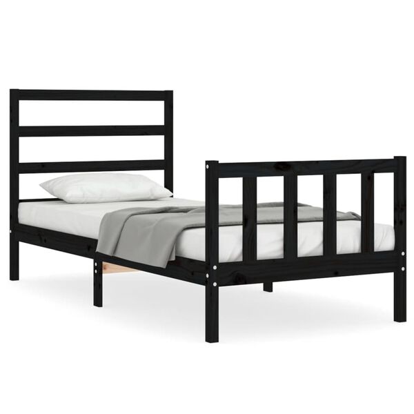 vidaXL Bed Frame without Mattress Black 100x200 cm Solid Wood Pine