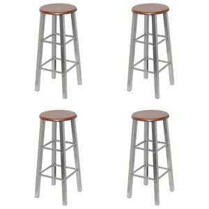 vidaXL Bar Stools 4 pcs Silver and Brown MDF
