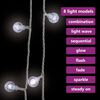 vidaXL Globe Fairy String Lights 20m 200 LED Cold White 8 Function