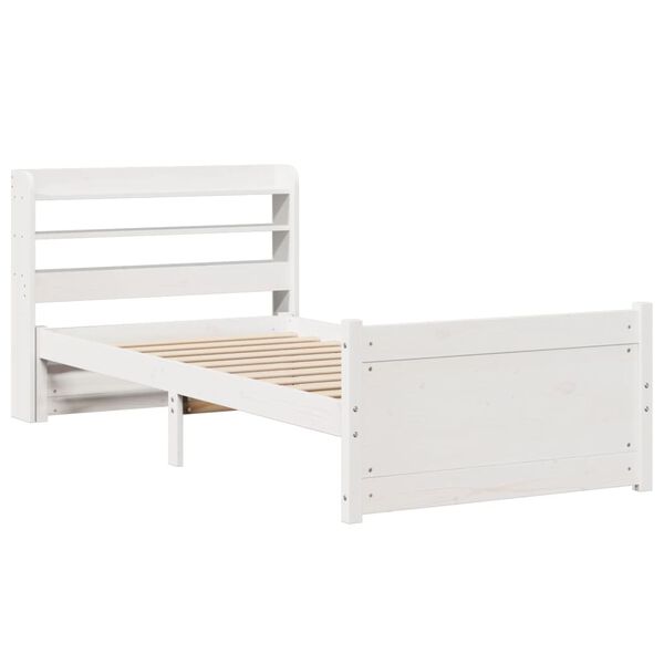 vidaXL Bed Frame with Headboard without Mattress White 100x200 cm