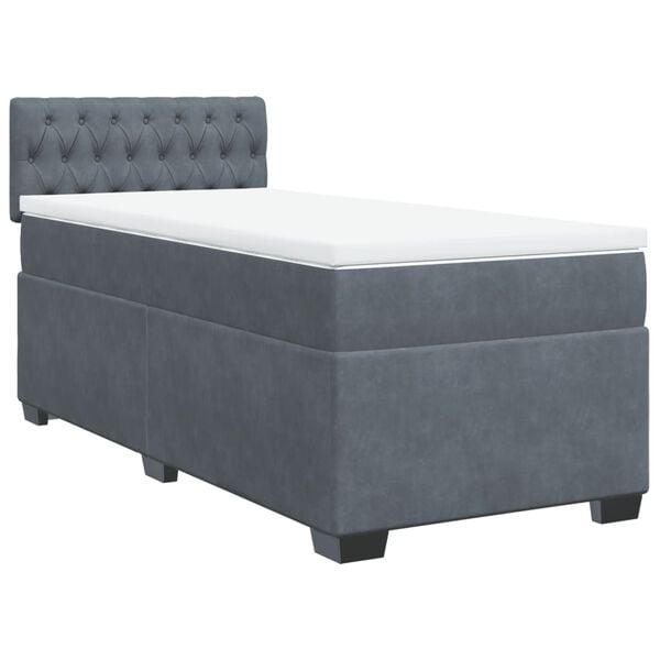 vidaXL Box Spring Bed with Mattress Dark Grey 100x200 cm Velvet