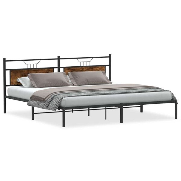 vidaXL Bed Frame without Mattress Smoked Oak 200x200 cm Engineered Wood