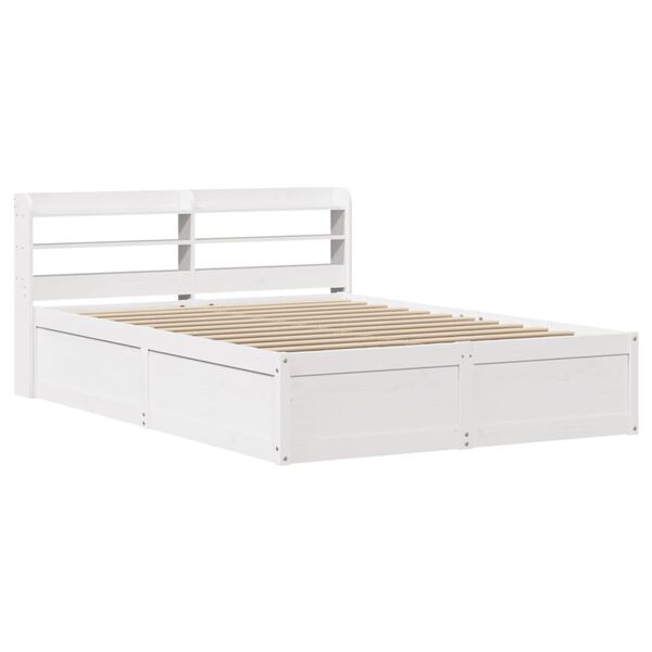 vidaXL Bed Frame with Headboard White 120x200 cm Solid Wood Pine