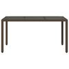 vidaXL Garden Table 150x90x75 cm Tempered Glass and Poly Rattan Brown