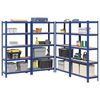 vidaXL 5-Layer Storage Shelves 4 pcs Blue Steel&Engineered Wood