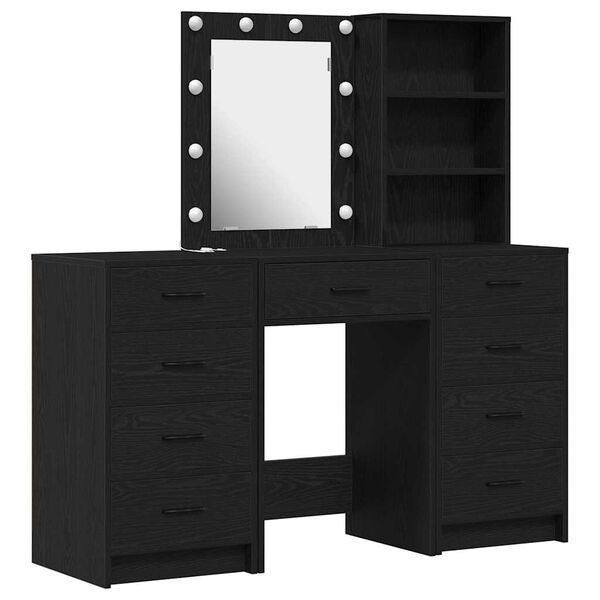 vidaXL Dressing Table 3 pcs Black 40 x 41 x 135 cm Engineered wood
