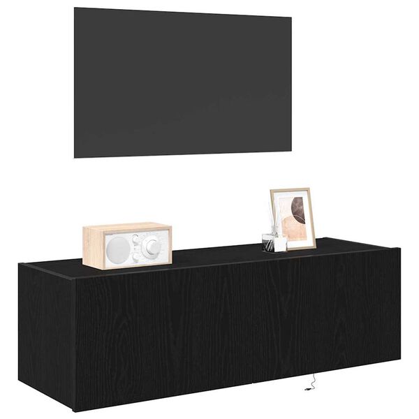 vidaXL TV Wall Cabinet Wall-mounted 2 pcs Black Oak 100 x 35 x 31 cm