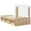 vidaXL Bed Frame with Headboard Sonoma Oak 75 x 190 cm Solid Pine Wood