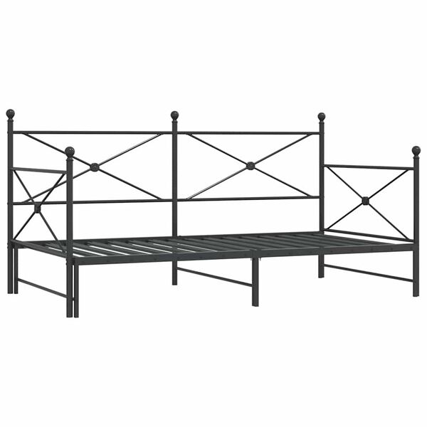 vidaXL Daybed with Trundle without Mattress Black 107x203 cm Steel
