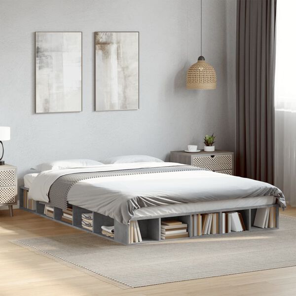 vidaXL Bed Frame without Mattress Concrete Grey 140x200 cm